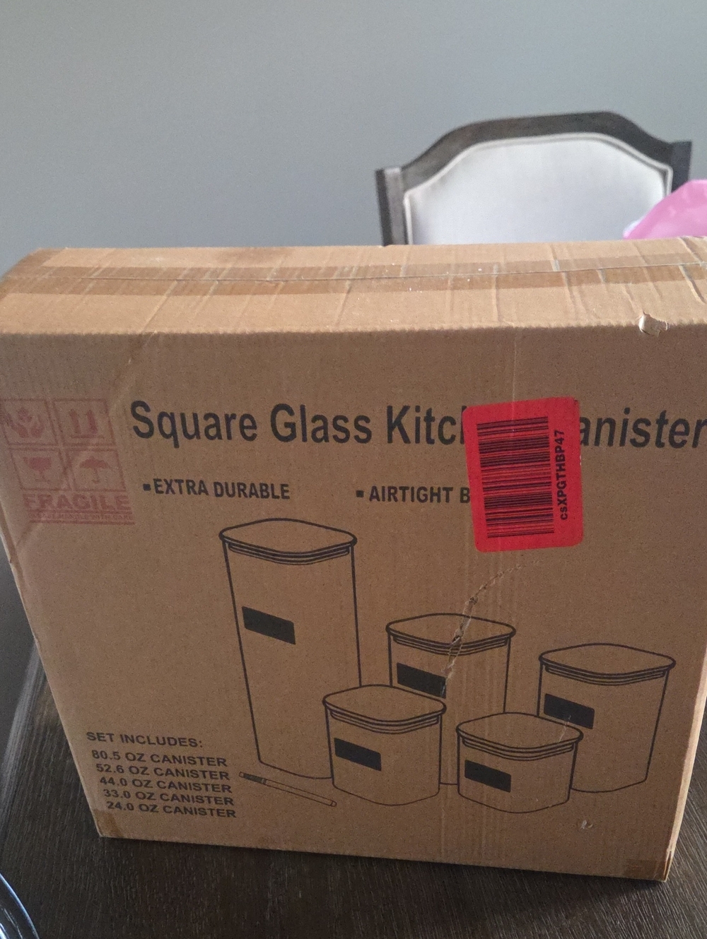 Square Glass Extra Durable Kitchen Canister Set New In Box Bamboo Lids